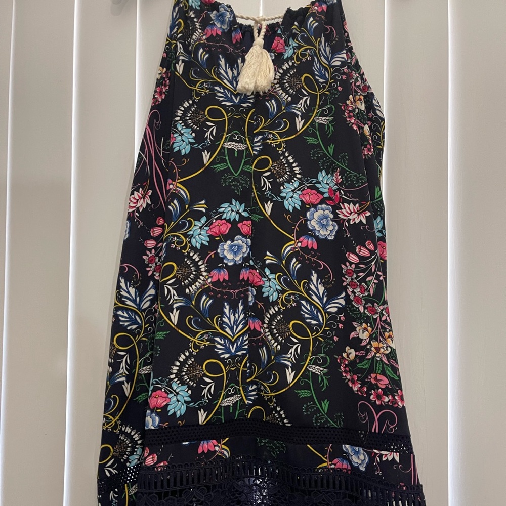 Girls Blue Flower Dress, Size Large